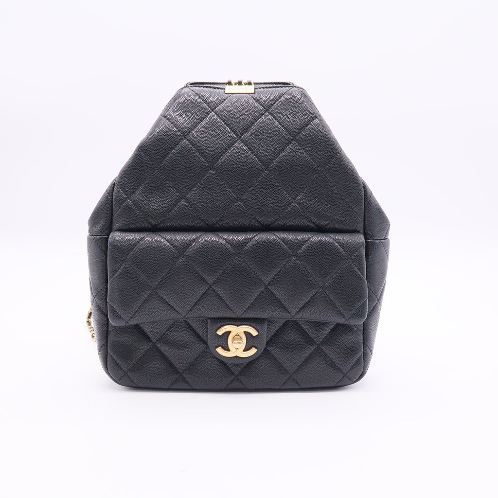 Chanel Caviar Black Keum Outer Cord Backpack j2334 twins