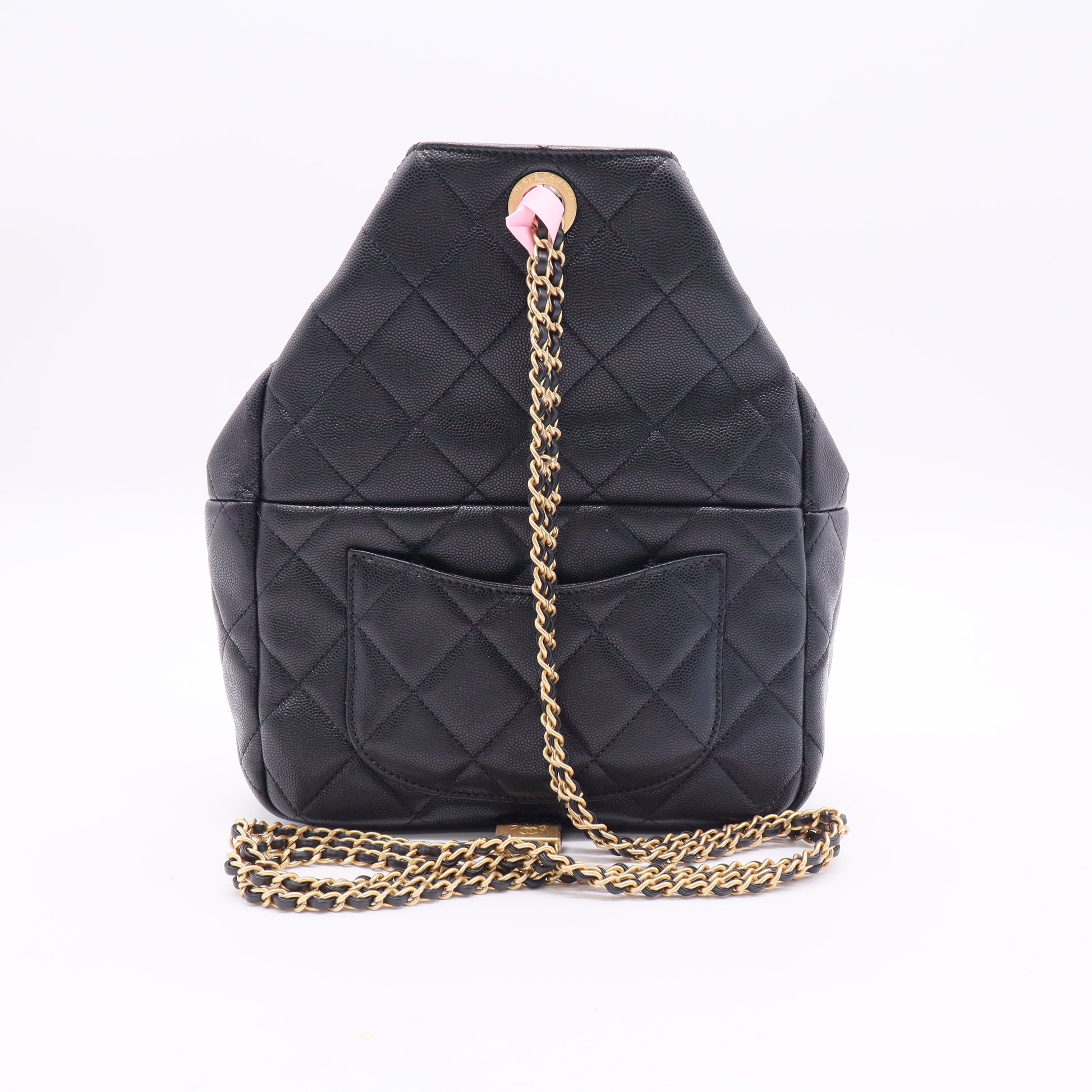 Chanel Caviar Black Keum Outer Cord Backpack j2334 twins