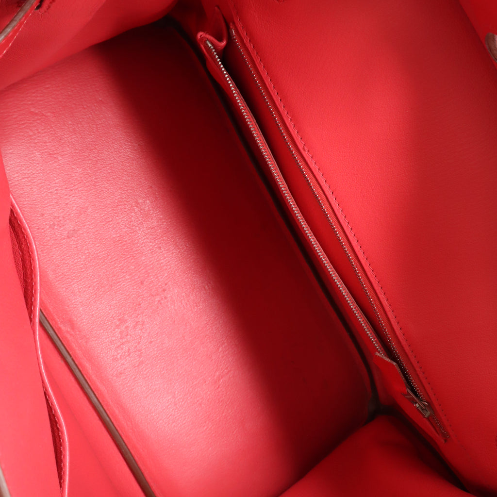 Birkin Handbag Red Togo with Palladium Hardware 35 twins LDJ4420