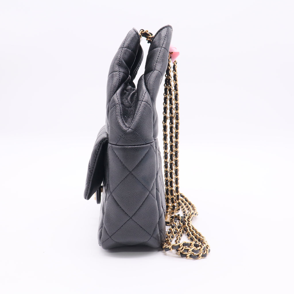 Chanel Caviar Black Keum Outer Cord Backpack j2334 twins
