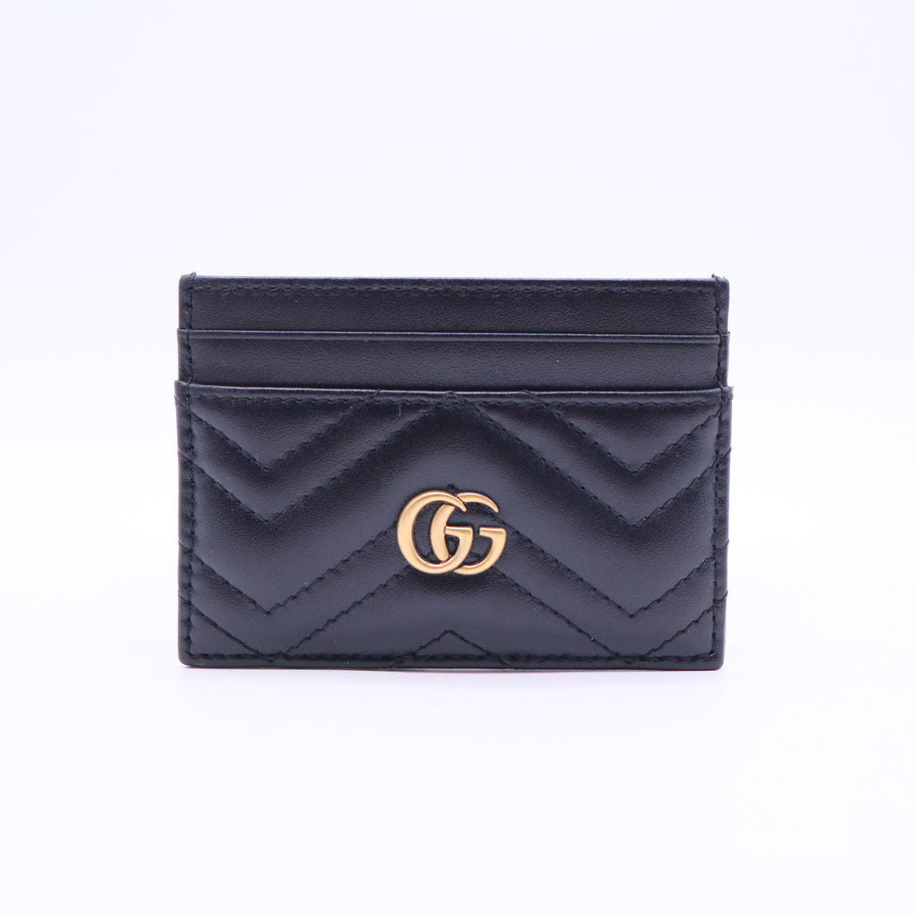 Calfskin Matelasse GG Marmont Card Holder Black TWINS W20402