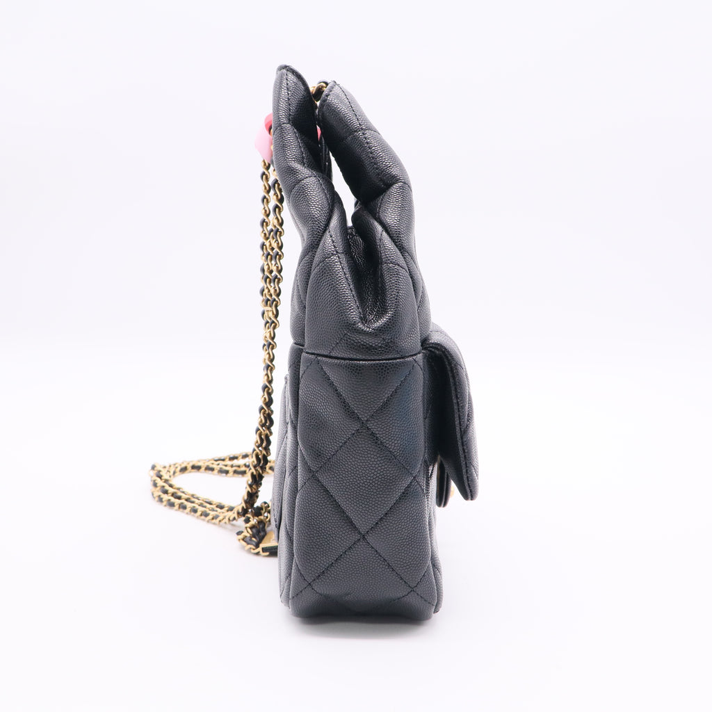 Chanel Caviar Black Keum Outer Cord Backpack j2334 twins