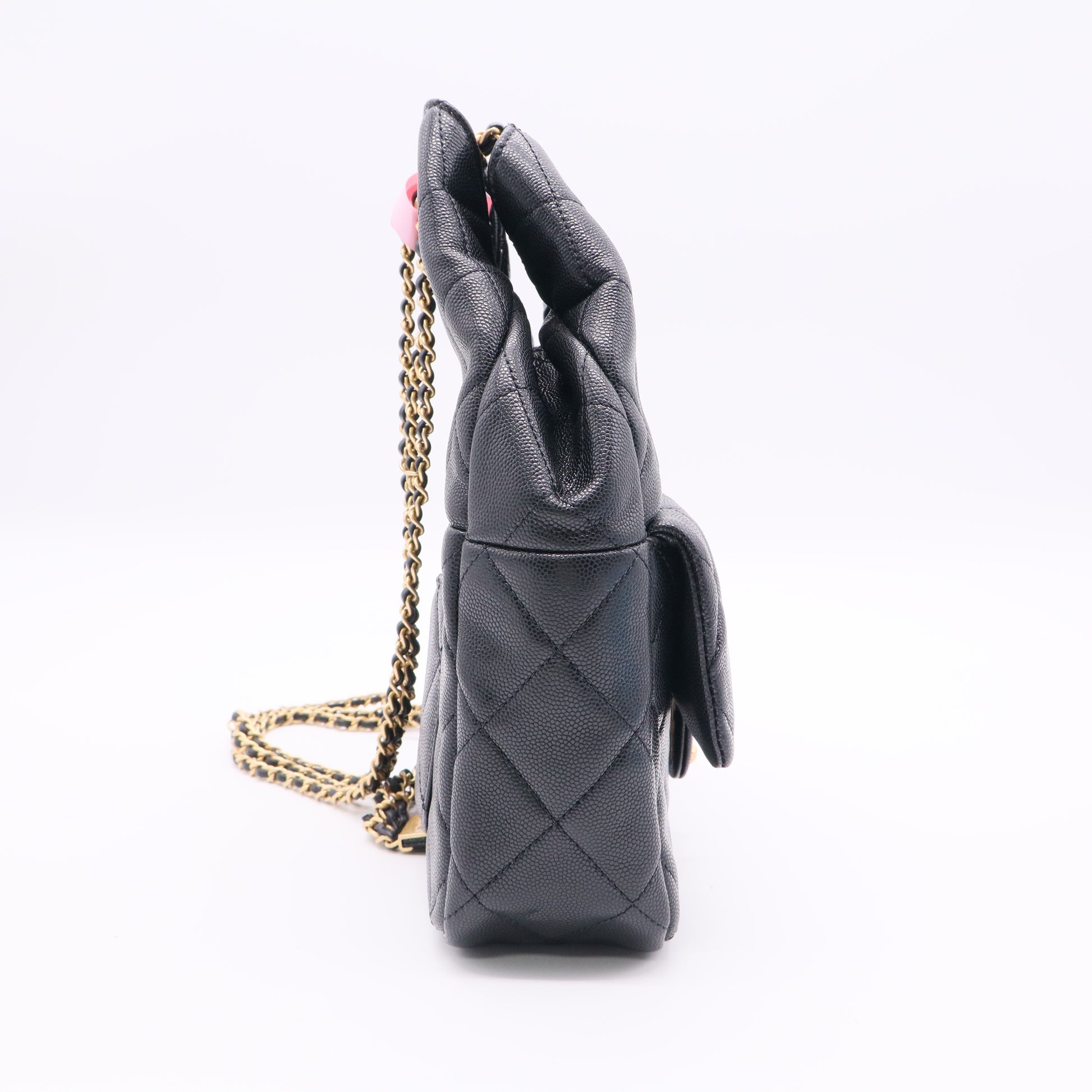 Chanel Caviar Black Keum Outer Cord Backpack j2334 twins