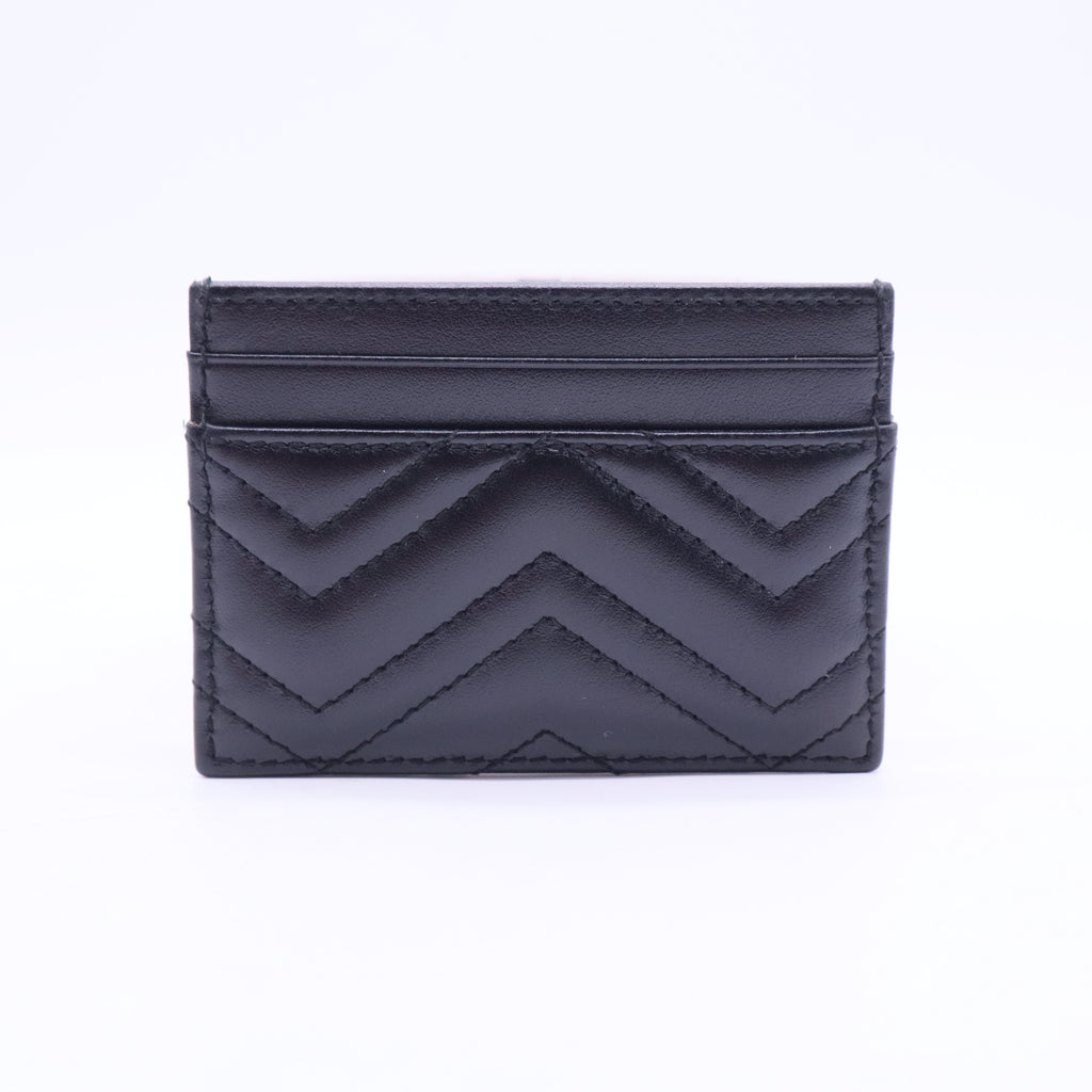 Calfskin Matelasse GG Marmont Card Holder Black TWINS W20402