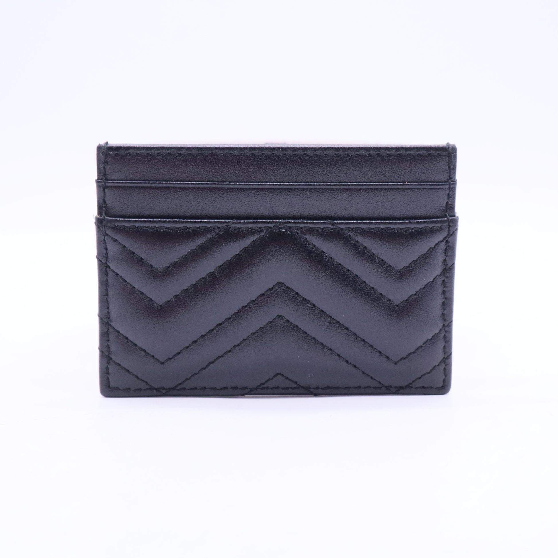 Calfskin Matelasse GG Marmont Card Holder Black TWINS W20402