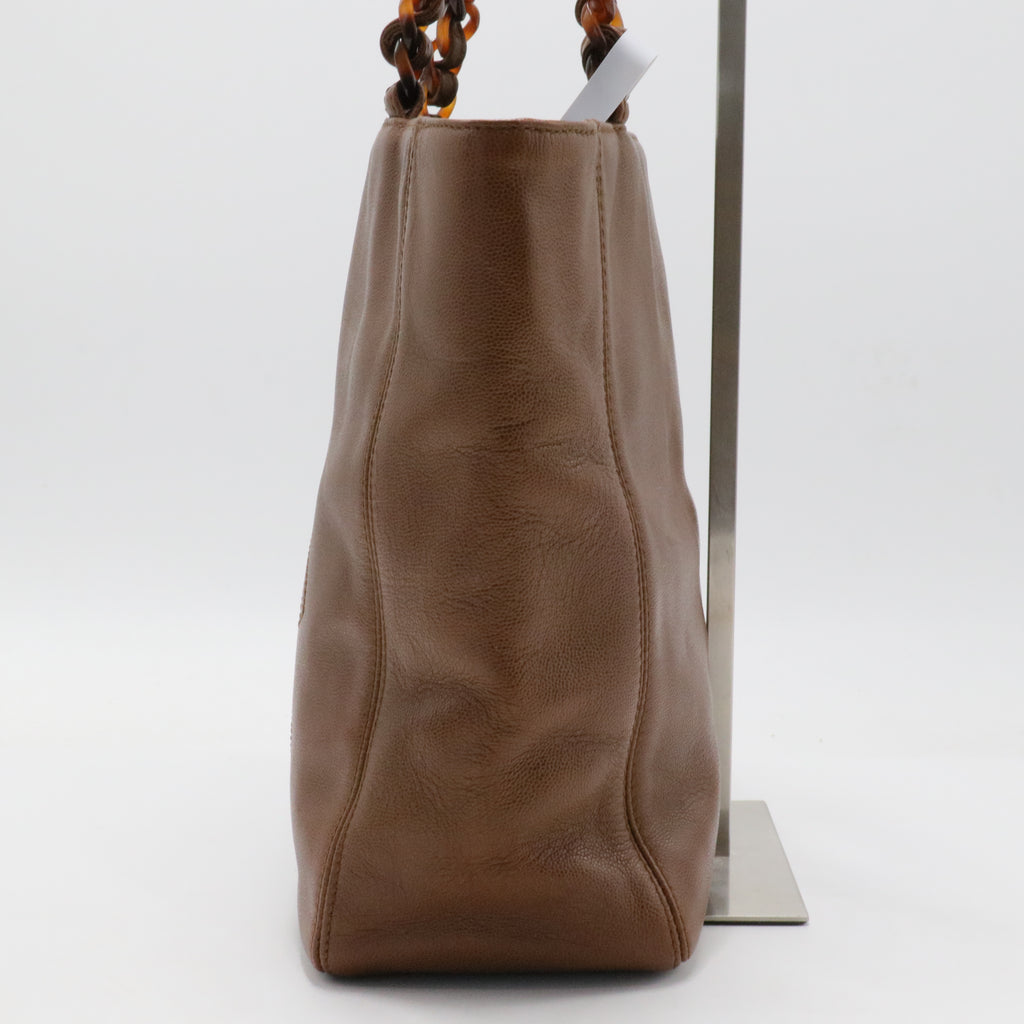 Vintage CC Resin Chain Tote Leather Small