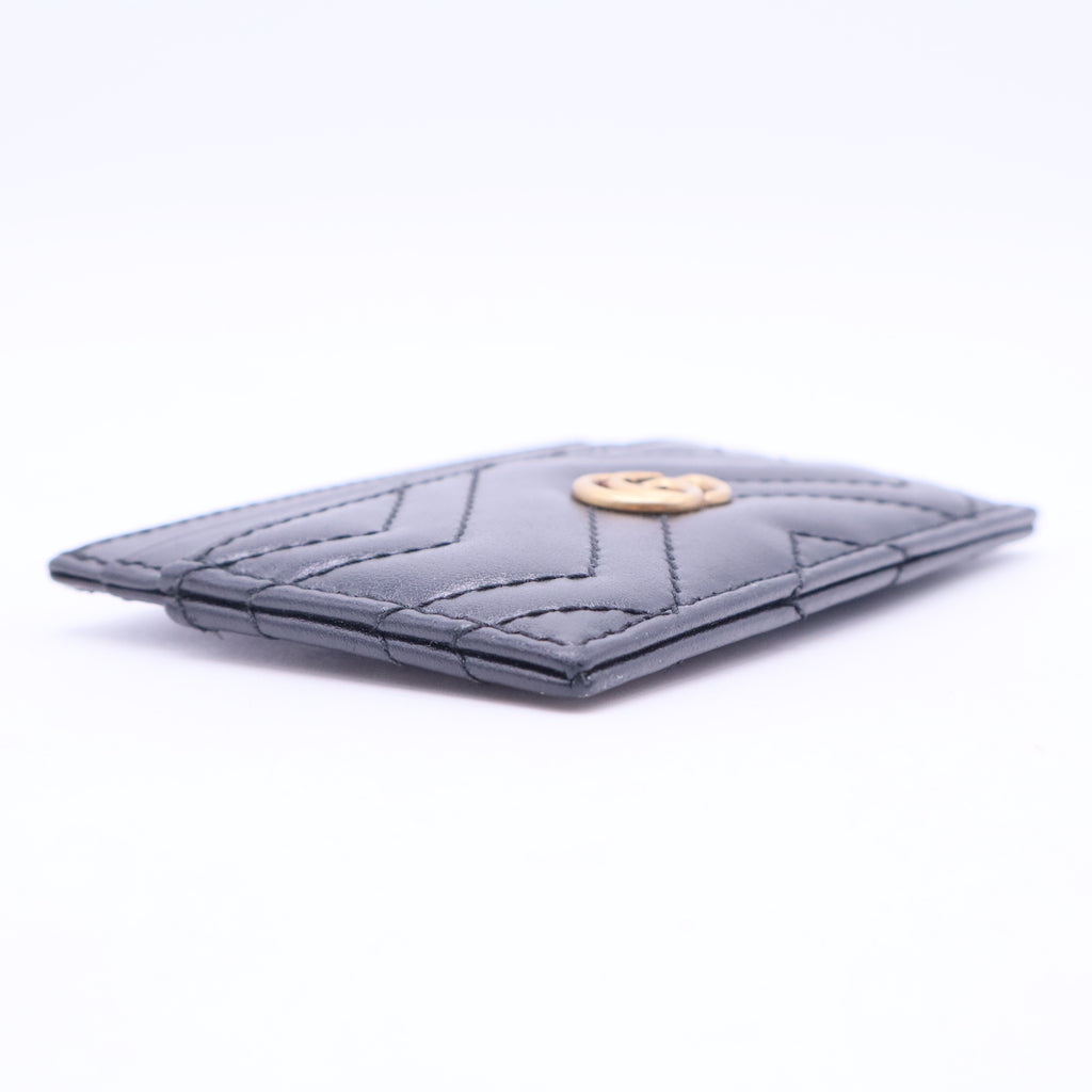 Calfskin Matelasse GG Marmont Card Holder Black TWINS W20402