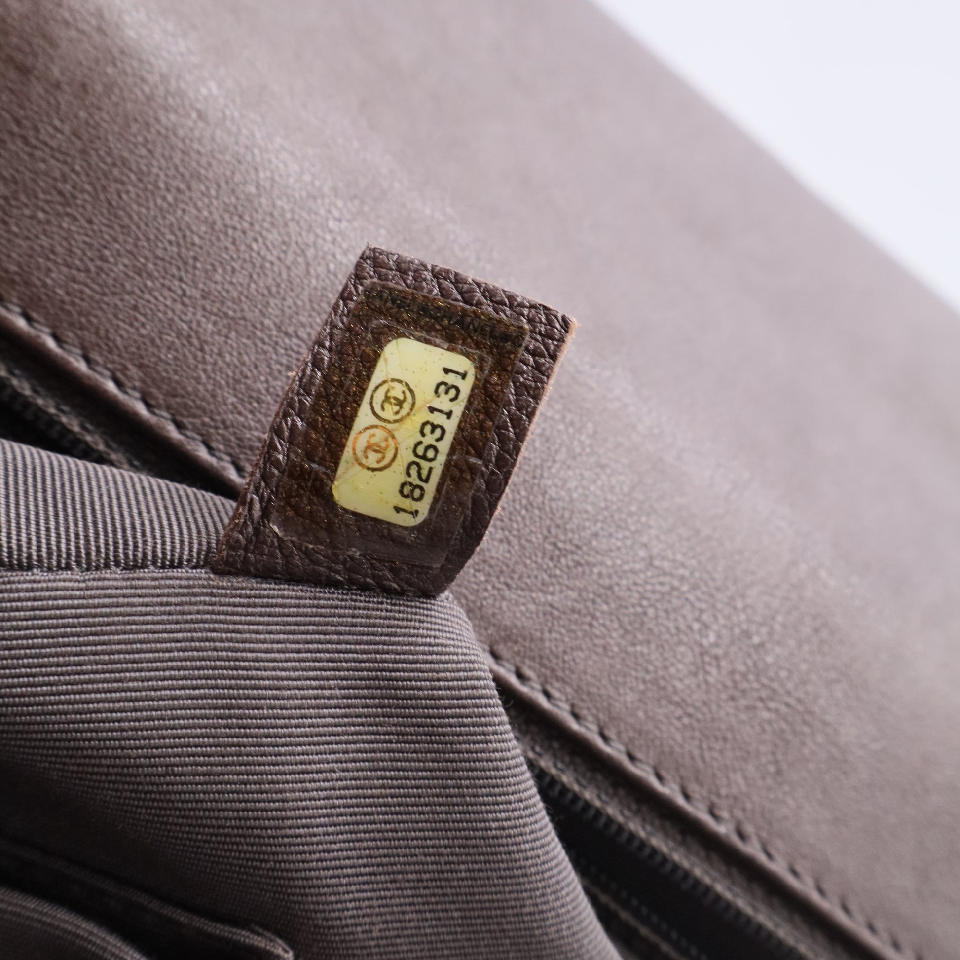 Taupe Quilted Calfskin Leather Large Boy Bag