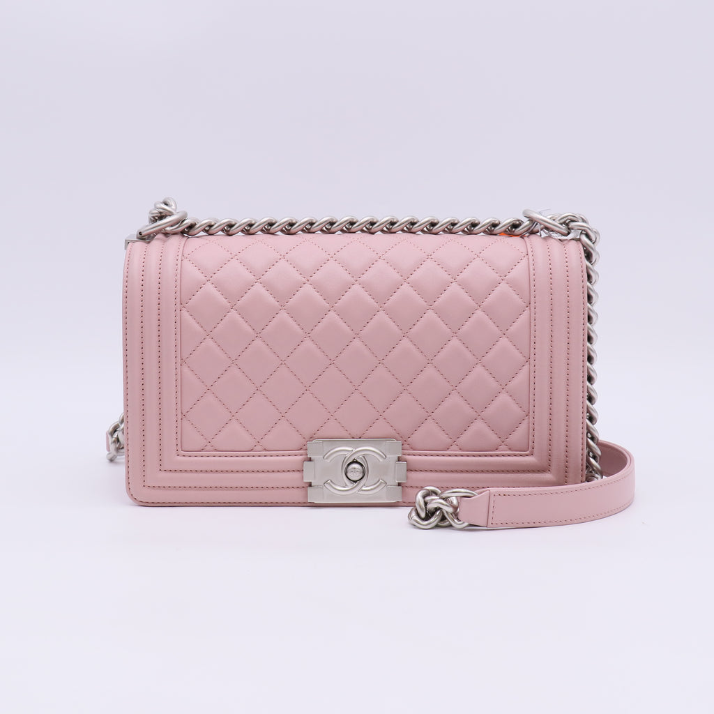 Chanel Calfskin Quilted Medium Boy Flap Light Pink Twins LDZ1029