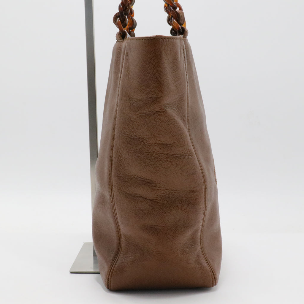 Vintage CC Resin Chain Tote Leather Small