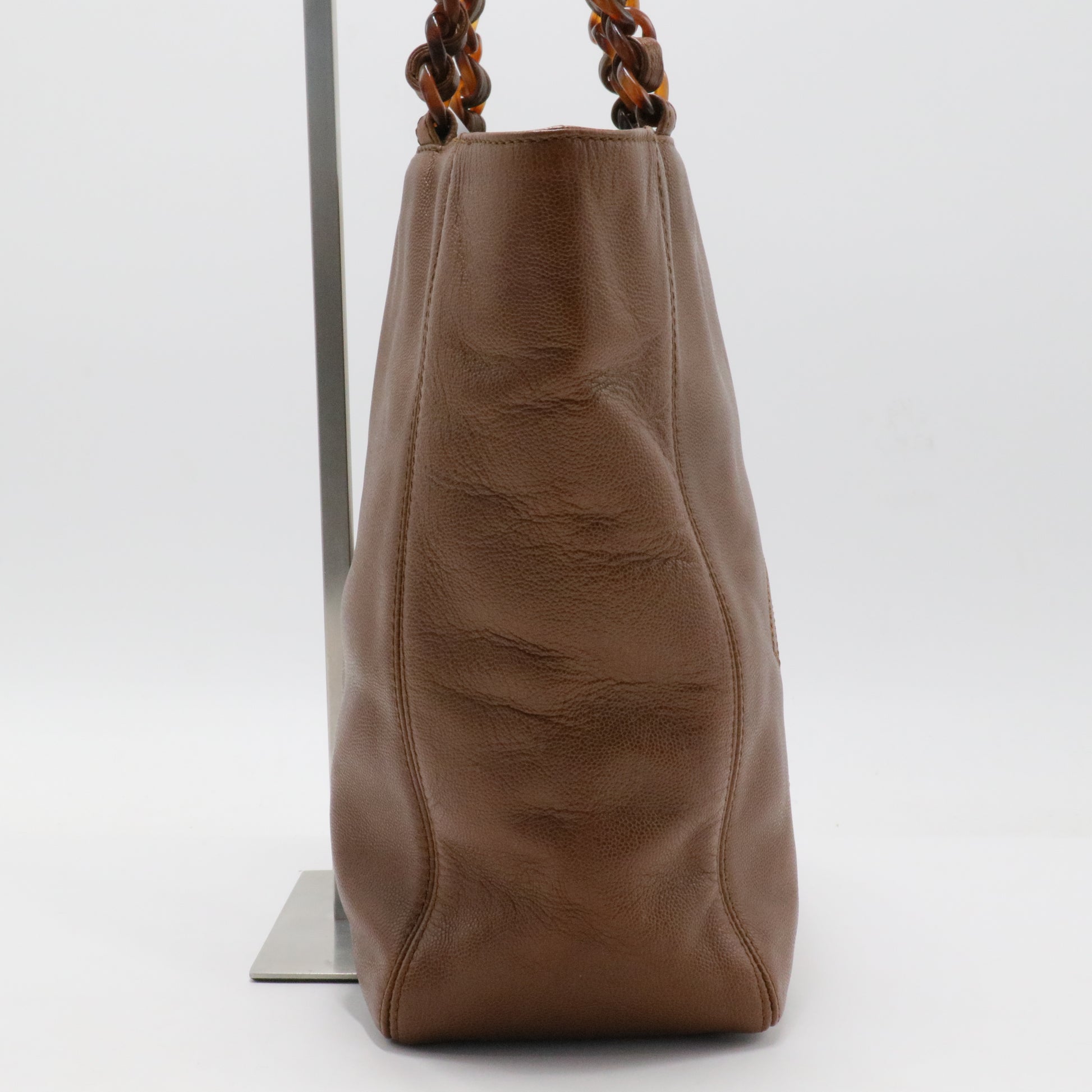 Vintage CC Resin Chain Tote Leather Small