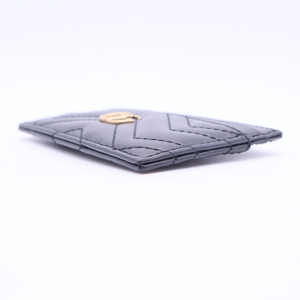 Calfskin Matelasse GG Marmont Card Holder Black TWINS W20402