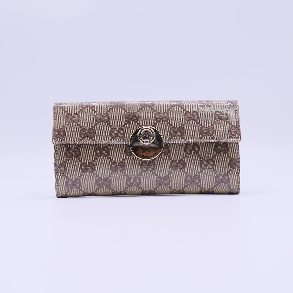 Gucci GG Coated Canvas Silver Ring Flap Wallet W22018