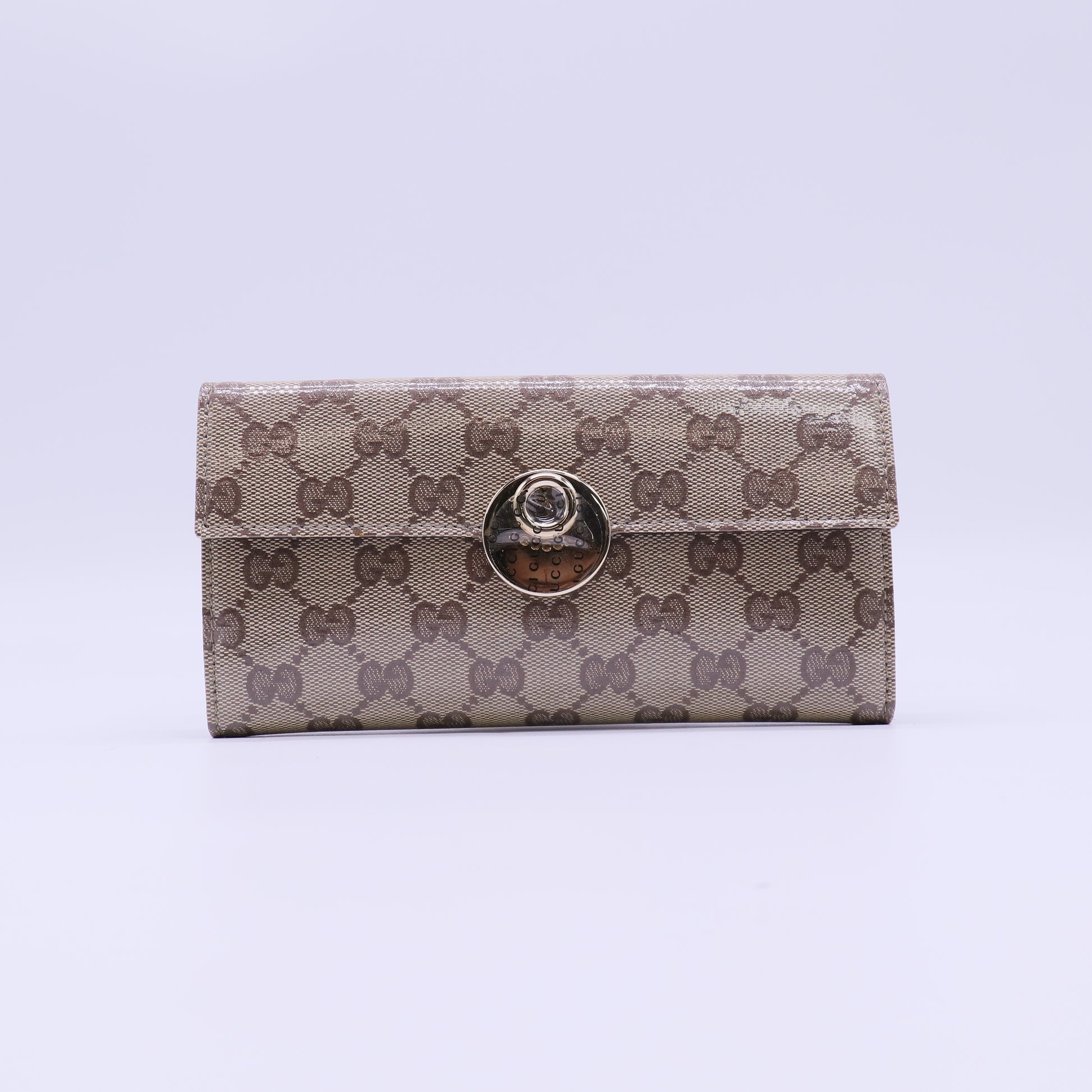 Gucci GG Coated Canvas Silver Ring Flap Wallet W22018