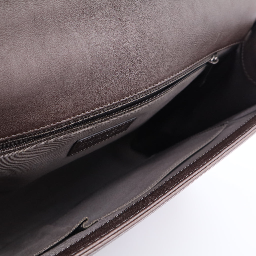 Taupe Quilted Calfskin Leather Large Boy Bag