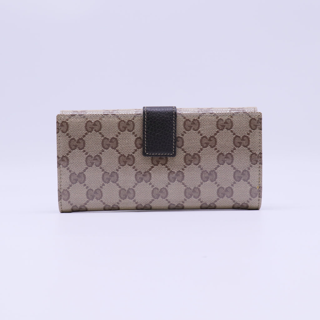 Gucci GG Coated Canvas Silver Ring Flap Wallet W22018