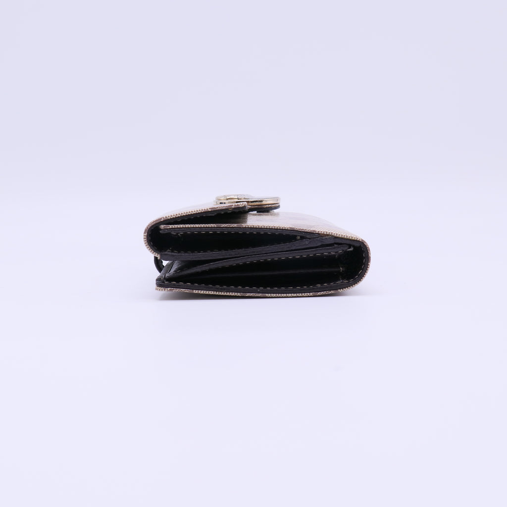 Gucci GG Coated Canvas Silver Ring Flap Wallet W22018