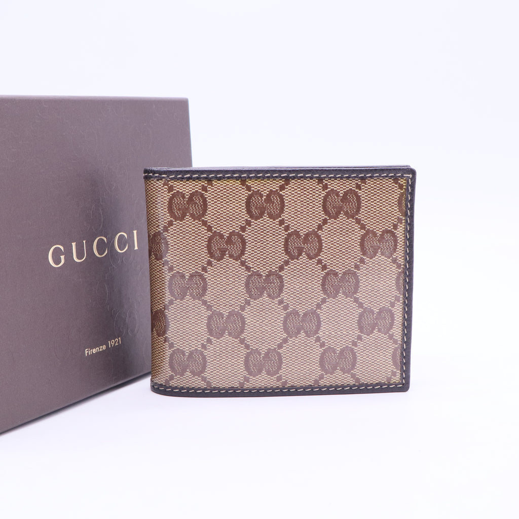 Beige Brown GG Canvas Bi Fold Wallet TWINS W20407