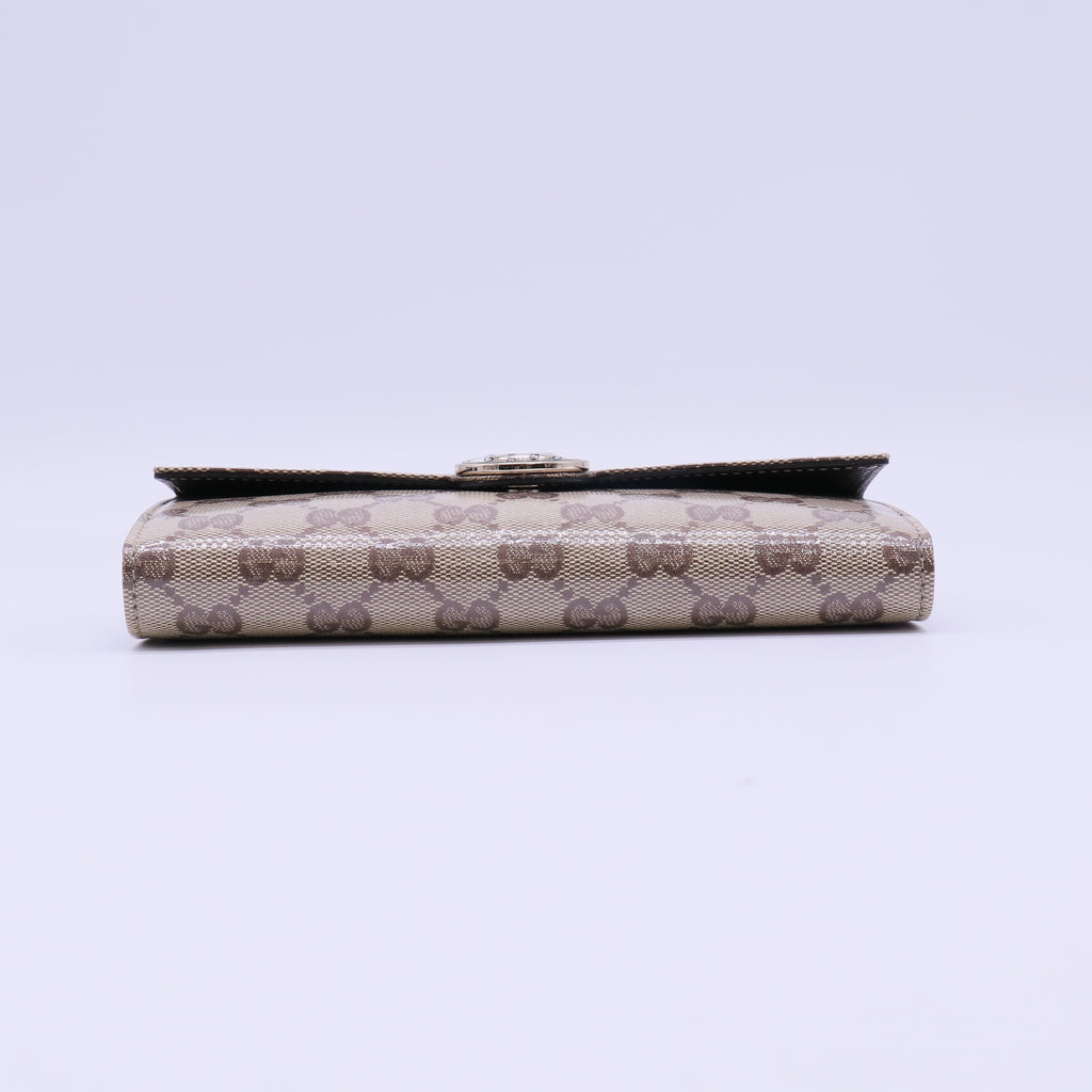 Gucci GG Coated Canvas Silver Ring Flap Wallet W22018