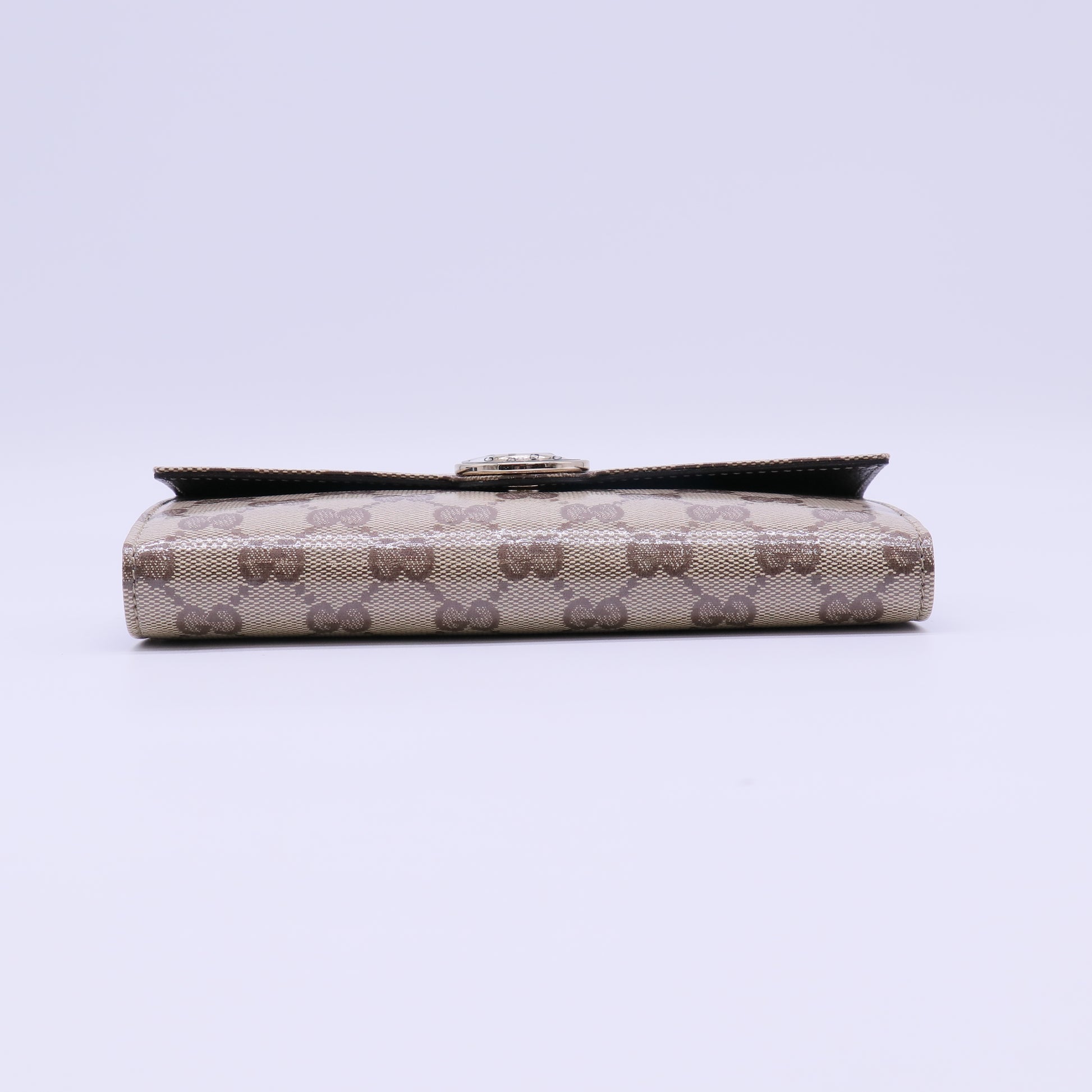 Gucci GG Coated Canvas Silver Ring Flap Wallet W22018