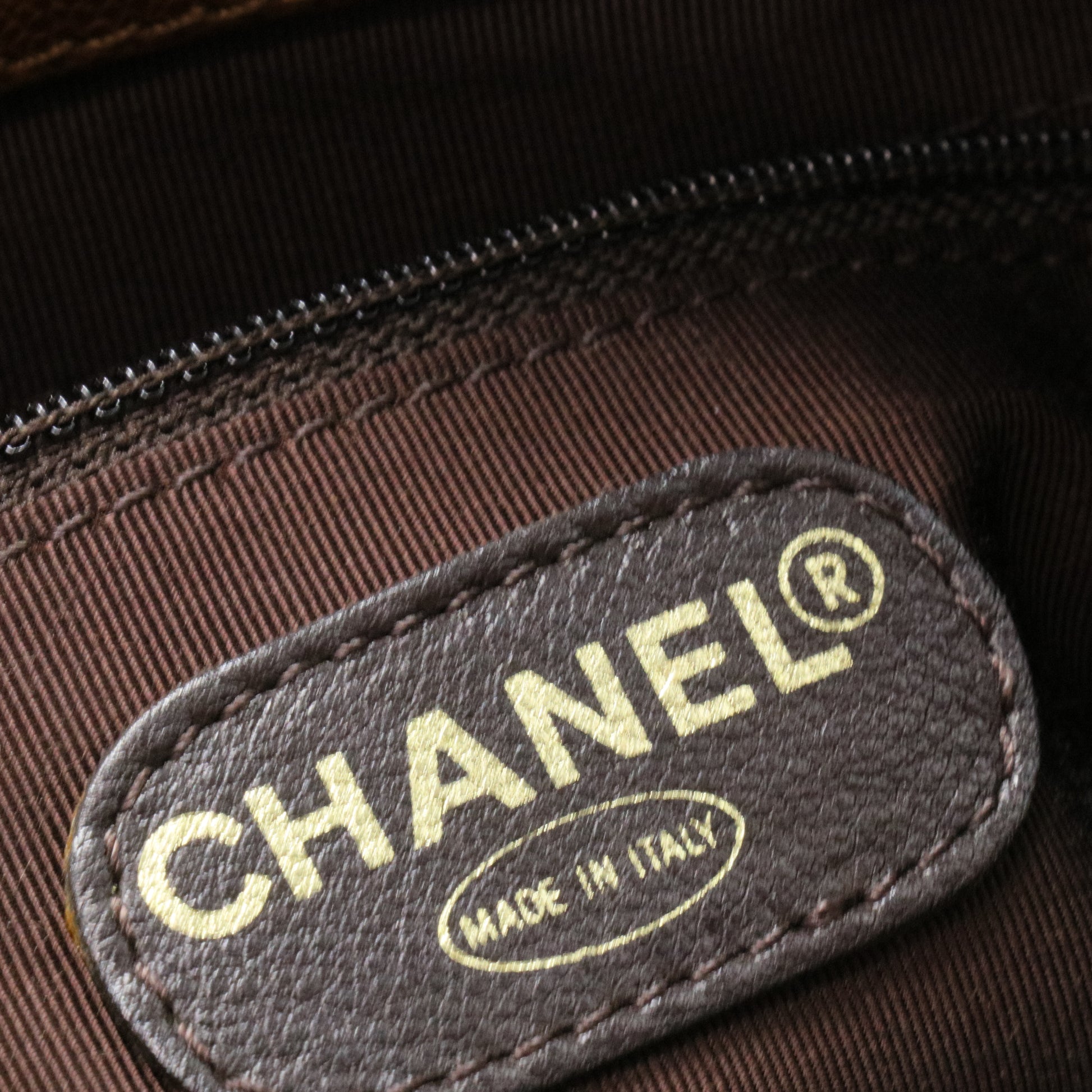 Vintage CC Resin Chain Tote Leather Small