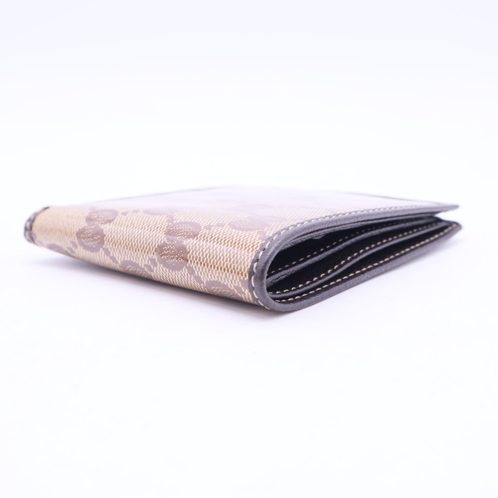 Beige Brown GG Canvas Bi Fold Wallet TWINS W20407