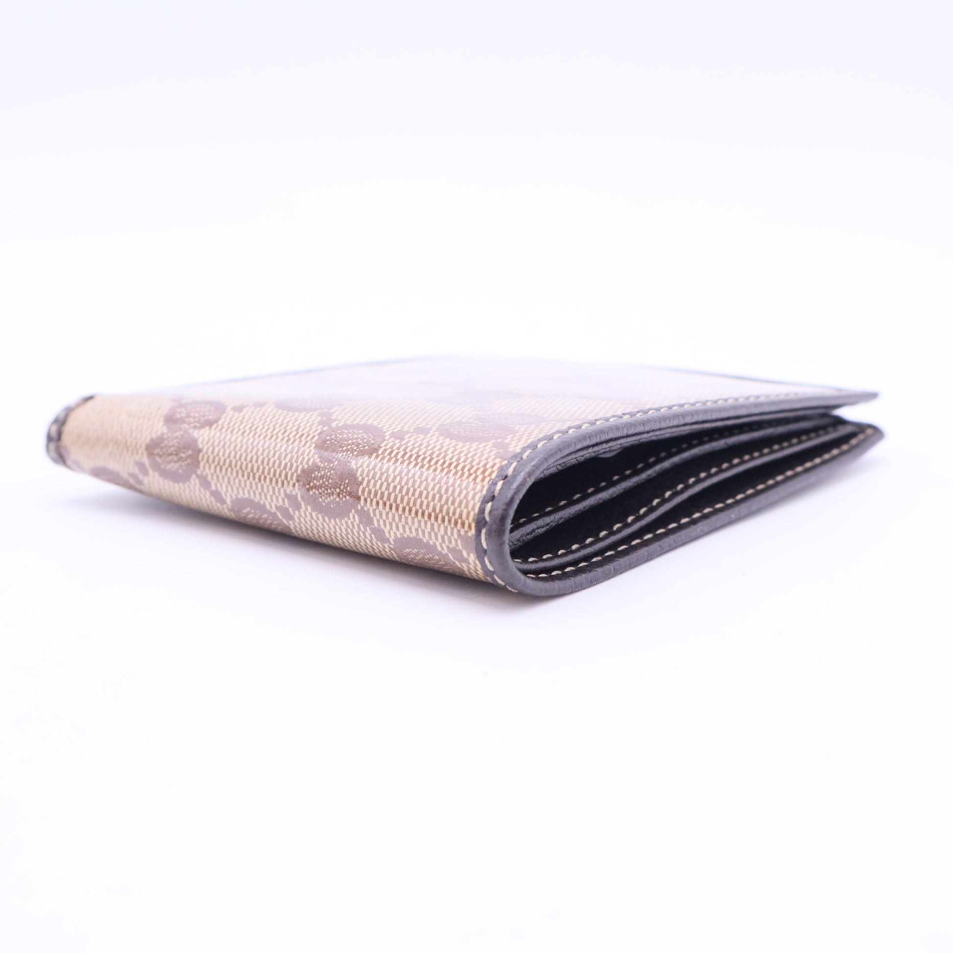 Beige Brown GG Canvas Bi Fold Wallet TWINS W20407