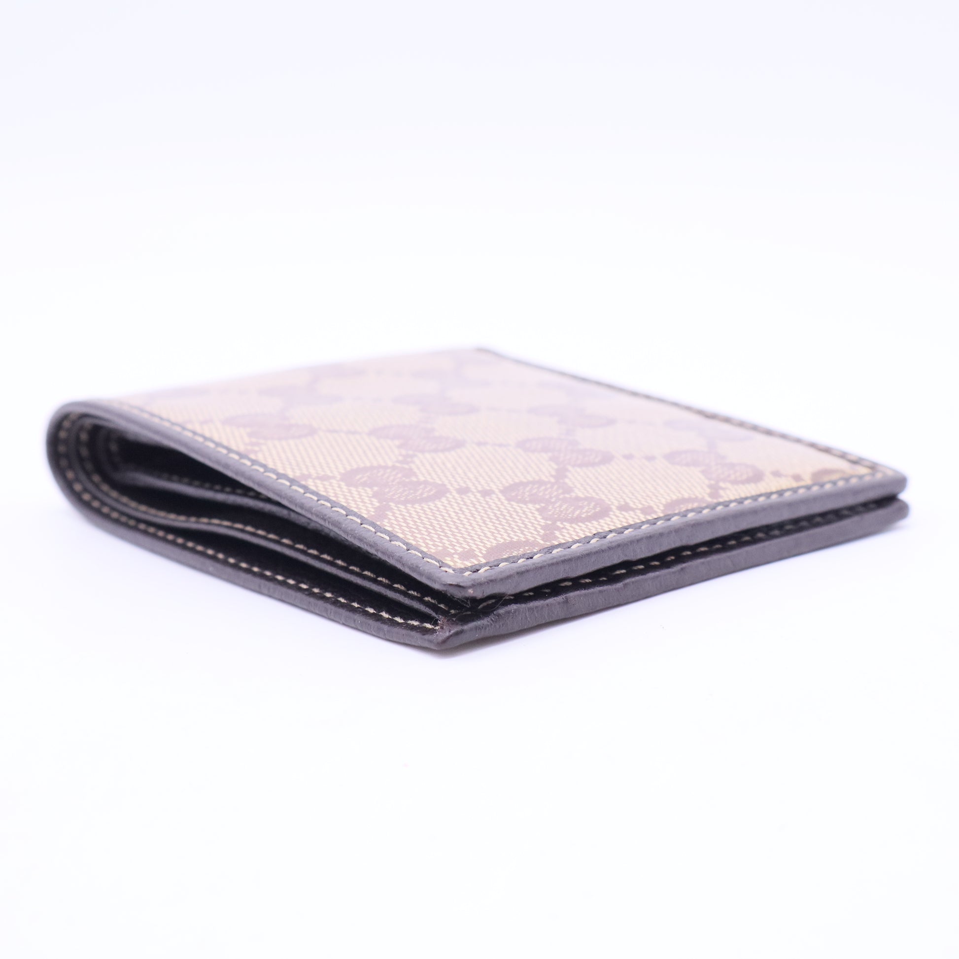 Beige Brown GG Canvas Bi Fold Wallet TWINS W20407