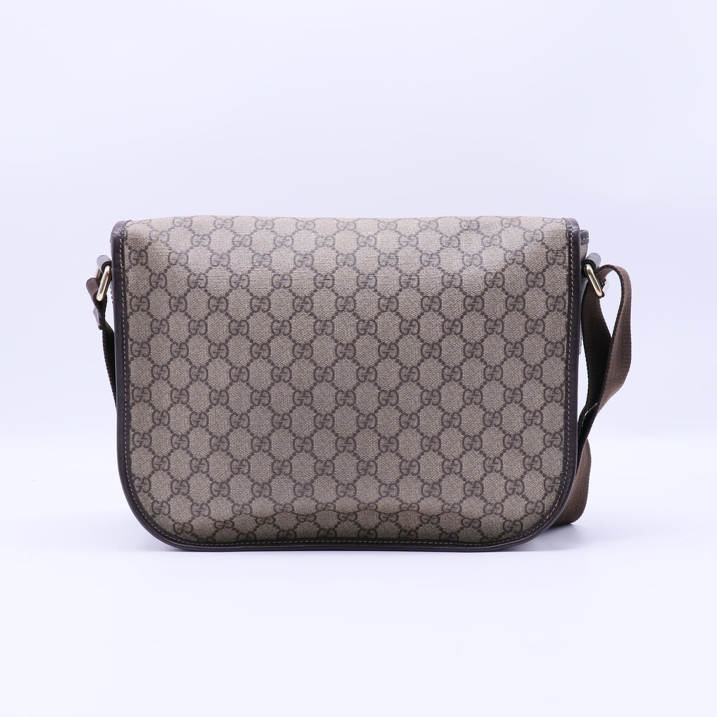 GG Plus Monogram Medium Double Buckle Flap Messenger Bag Beige B22054
