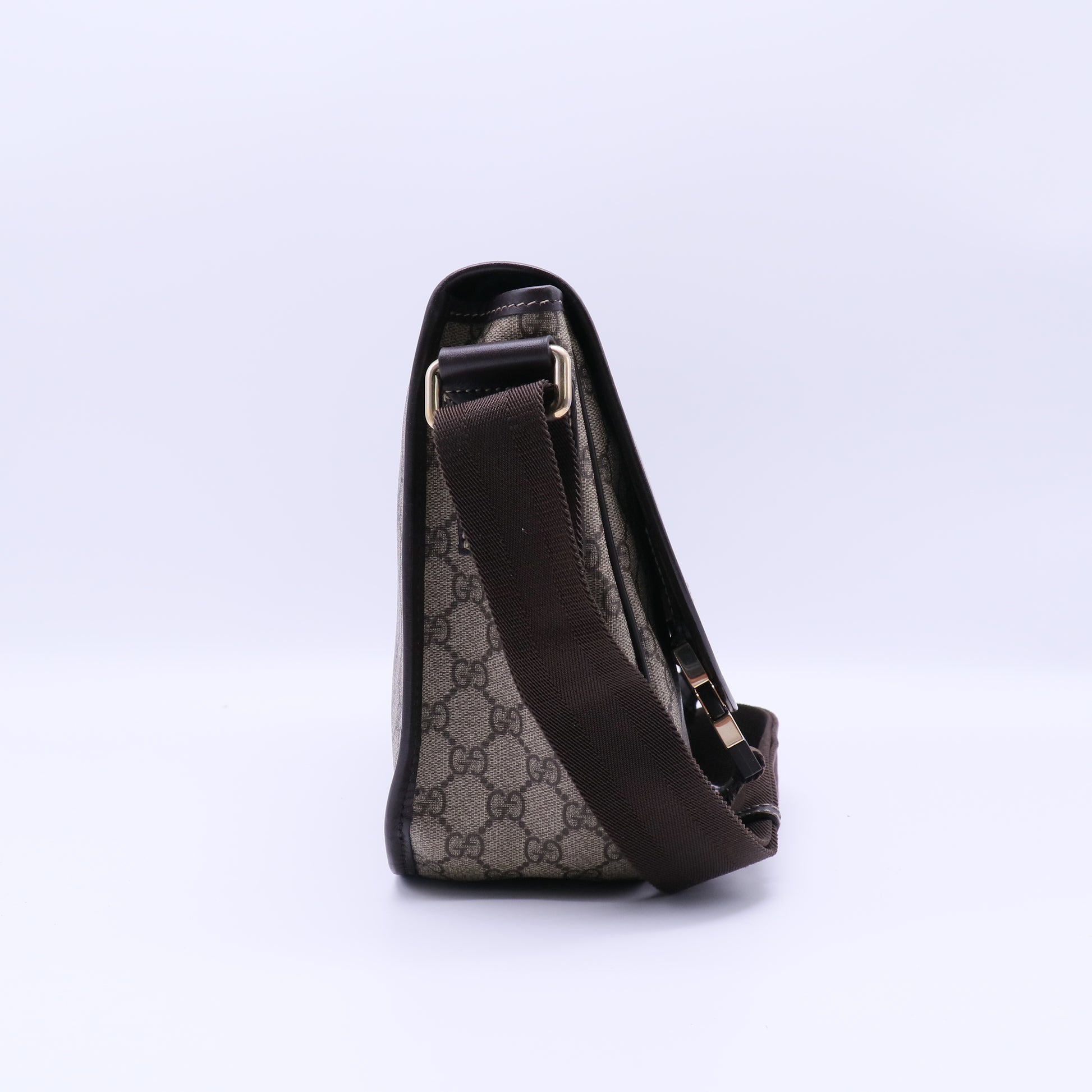 GG Plus Monogram Medium Double Buckle Flap Messenger Bag Beige B22054