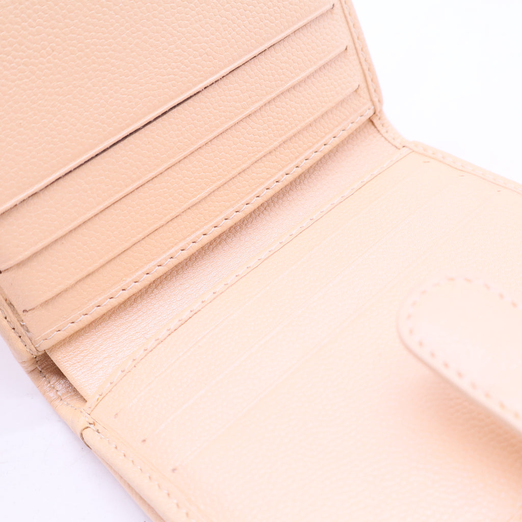 Beige Double Flap Compact Wallet W20370