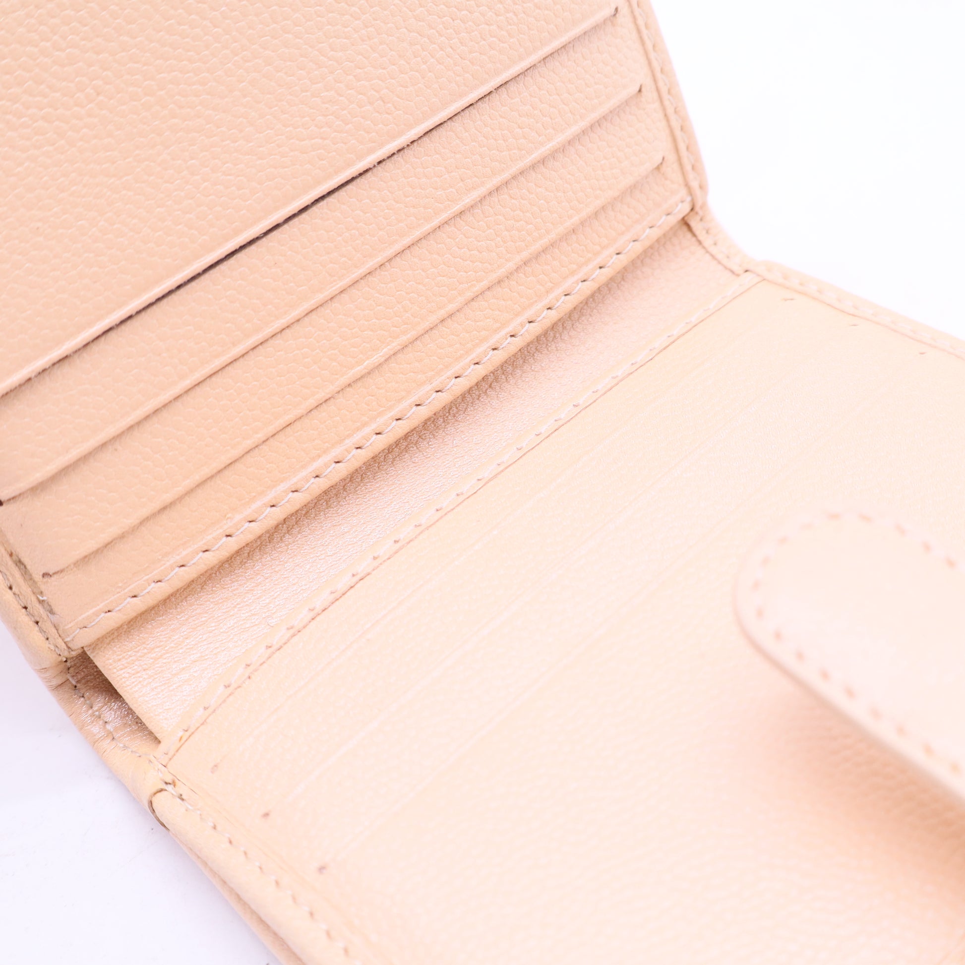 Beige Double Flap Compact Wallet W20370