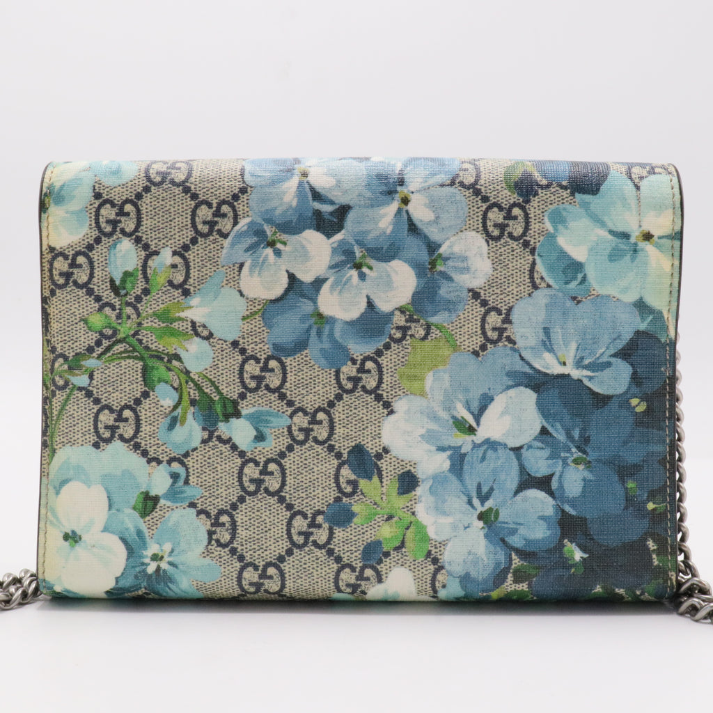 Dionysus Chain Wallet Blooms Print GG Coated Canvas Small