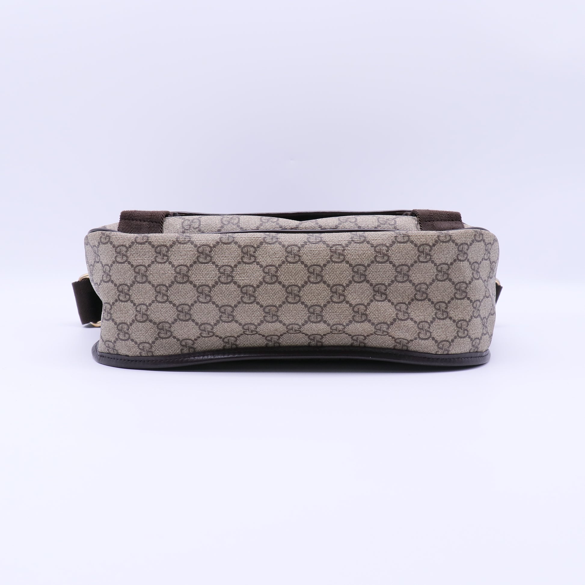GG Plus Monogram Medium Double Buckle Flap Messenger Bag Beige B22054