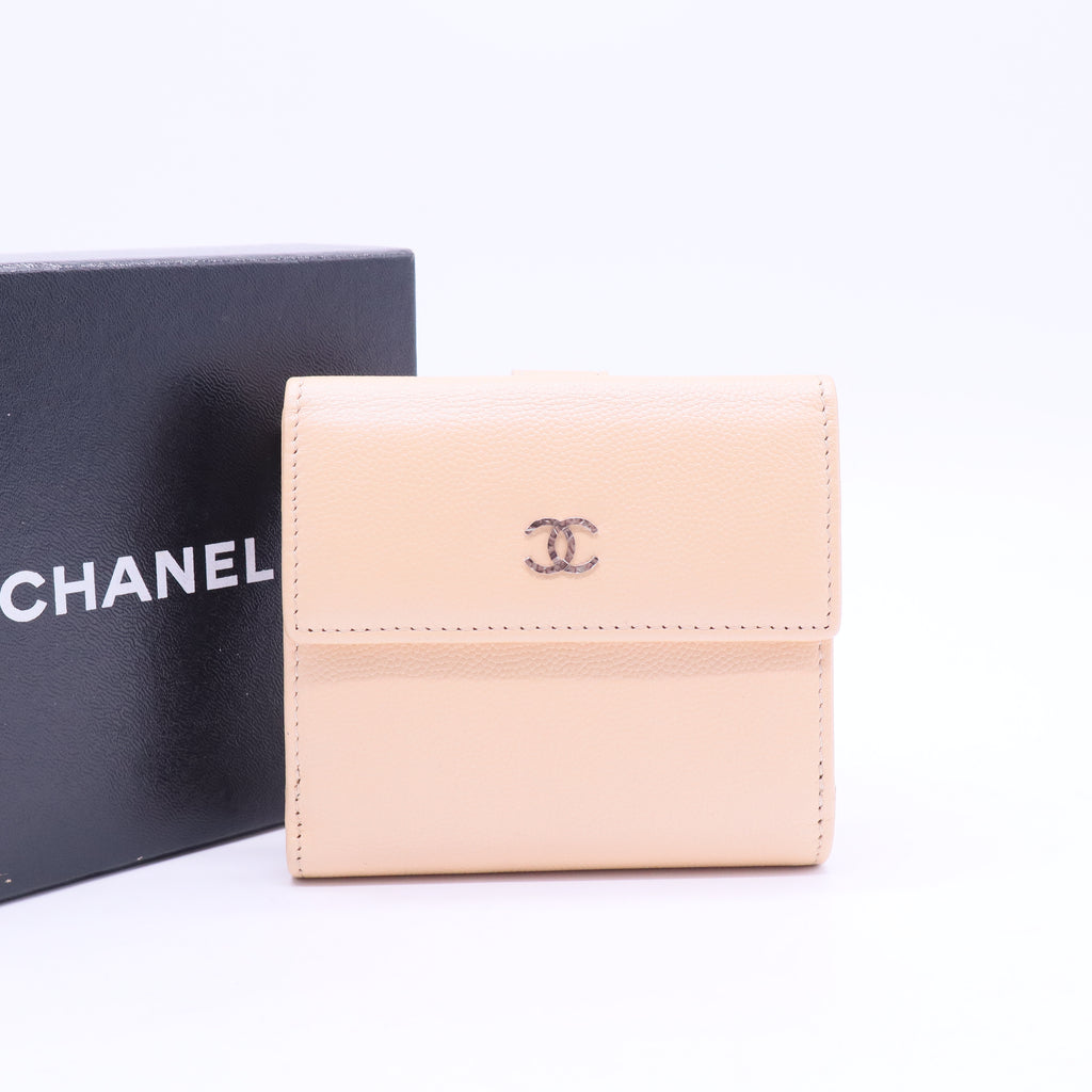 Beige Double Flap Compact Wallet W20370