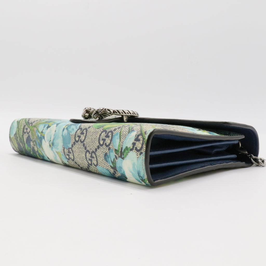 Dionysus Chain Wallet Blooms Print GG Coated Canvas Small