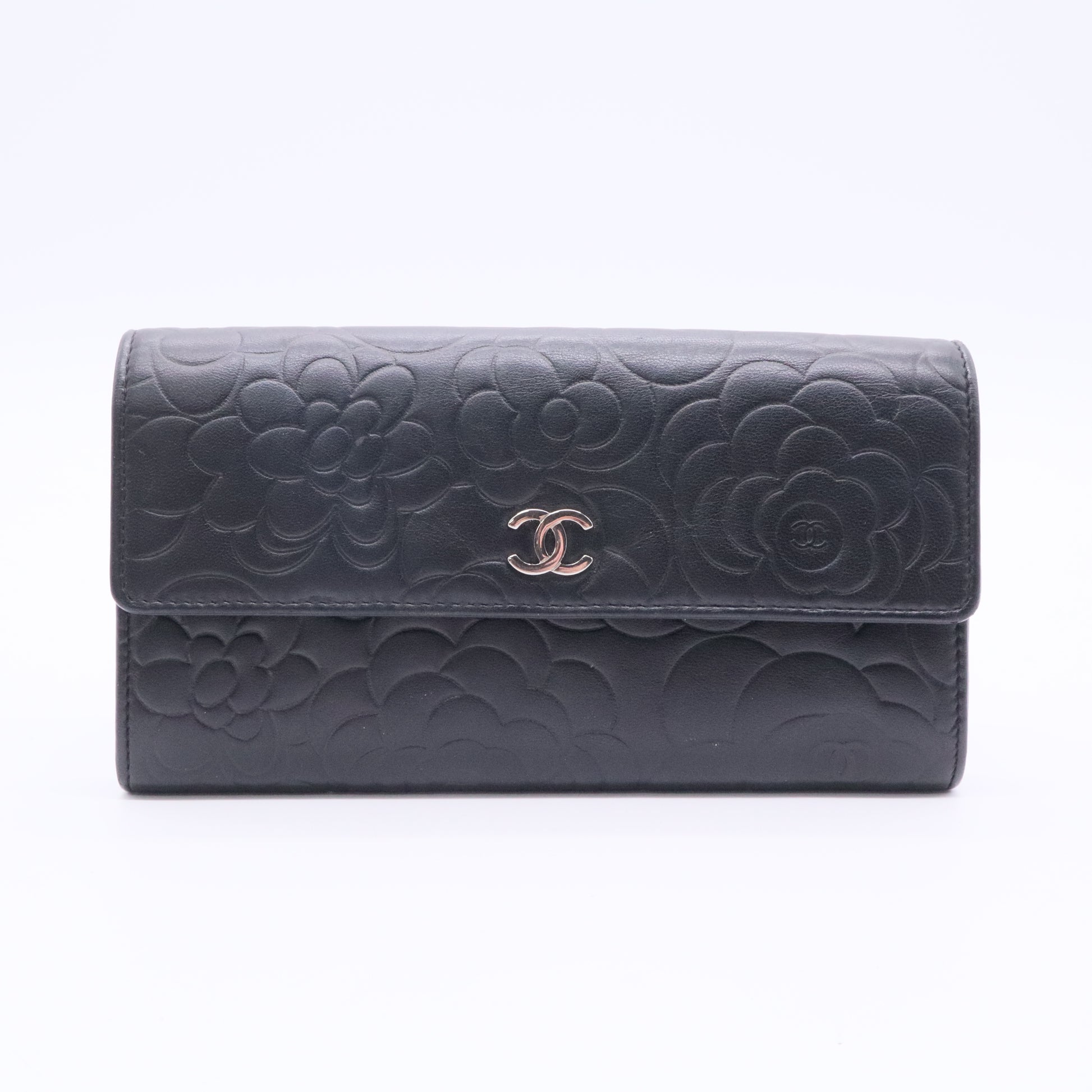 Chanel Camellia Embossed Long Wallet