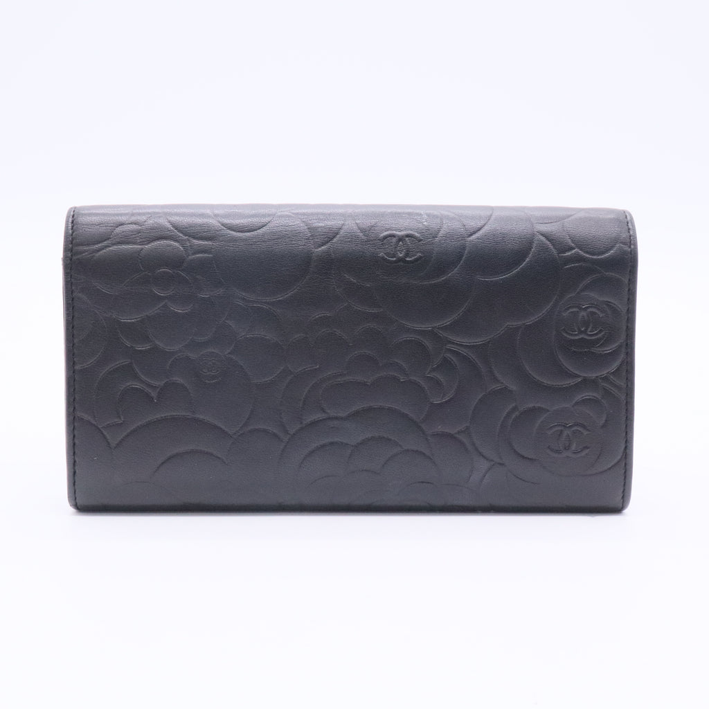 Chanel Camellia Embossed Long Wallet