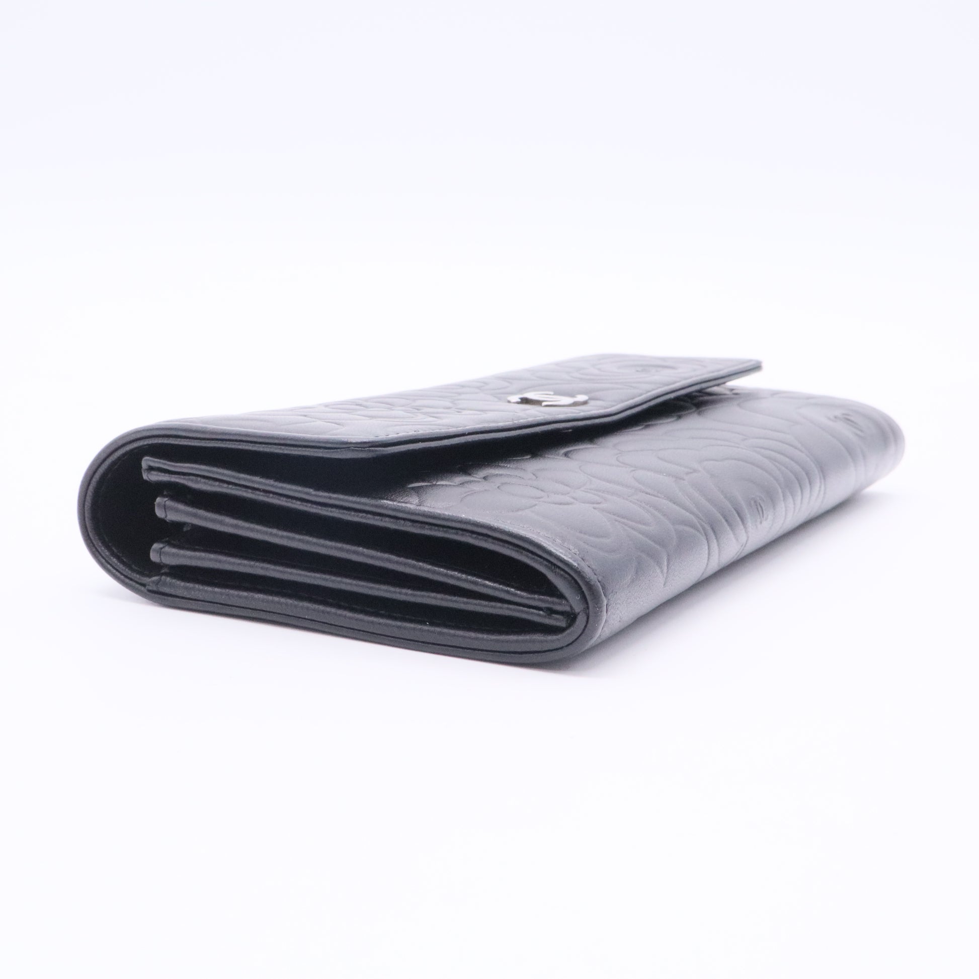 Chanel Camellia Embossed Long Wallet