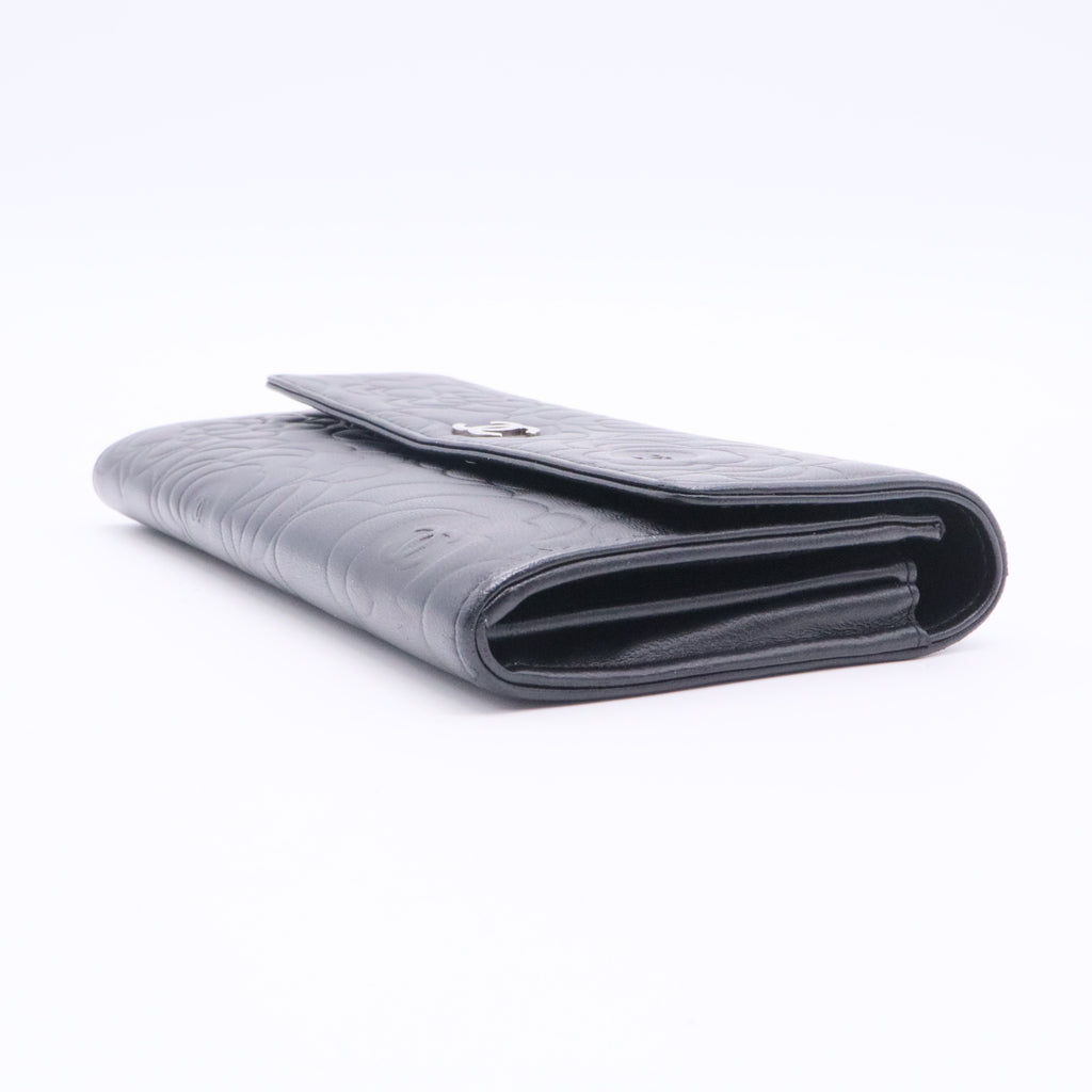 Chanel Camellia Embossed Long Wallet