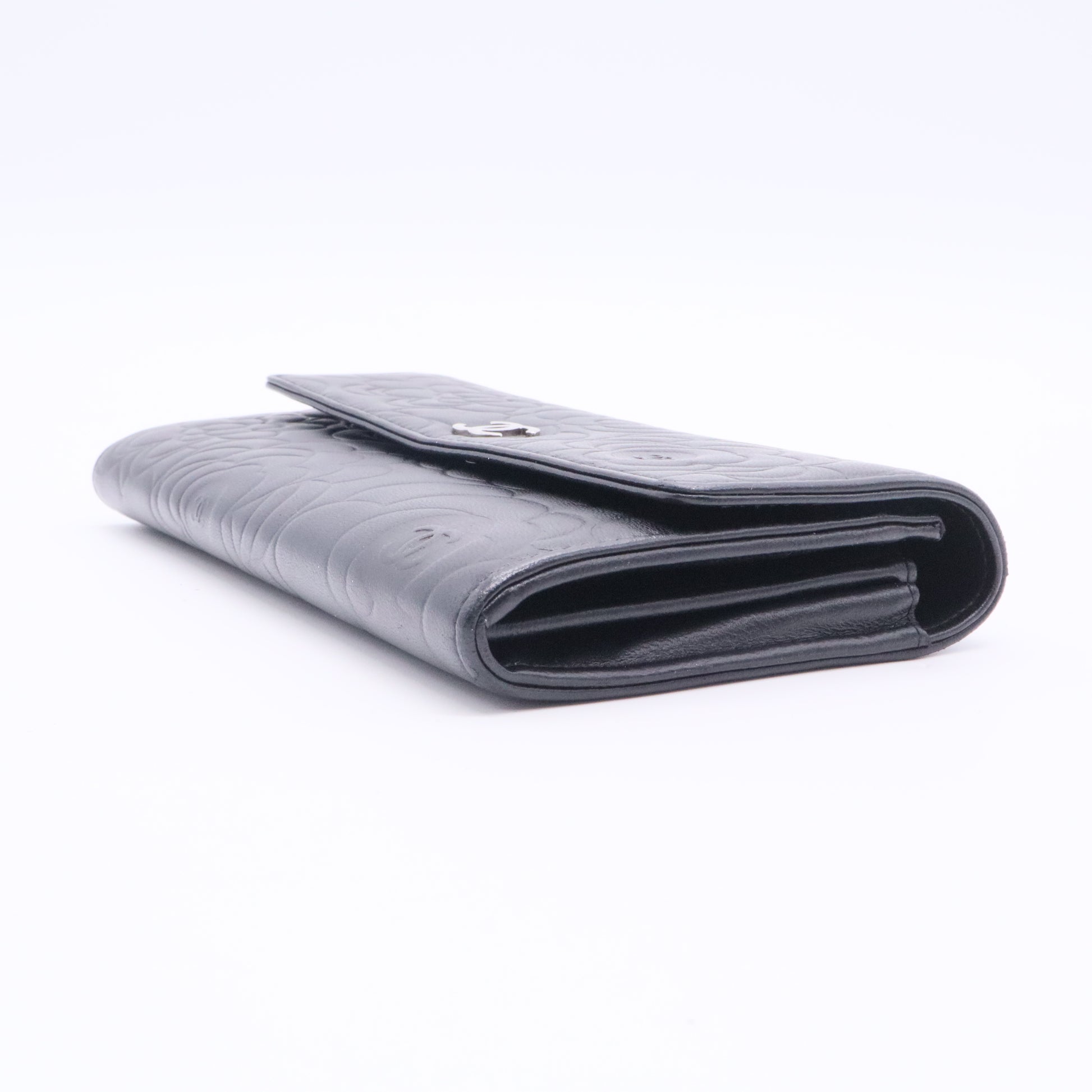 Chanel Camellia Embossed Long Wallet