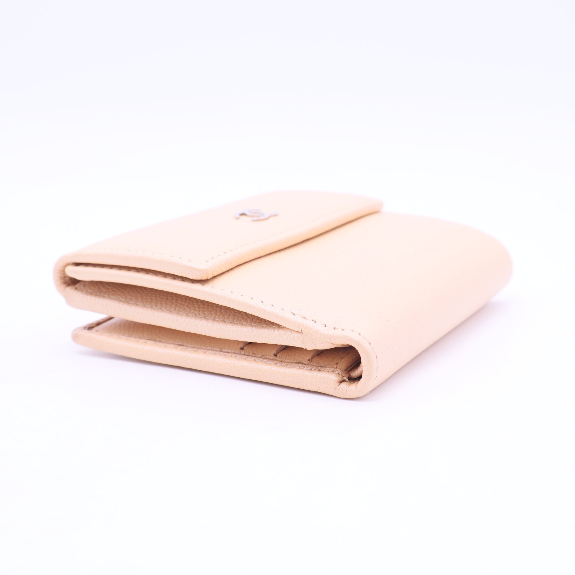 Beige Double Flap Compact Wallet W20370