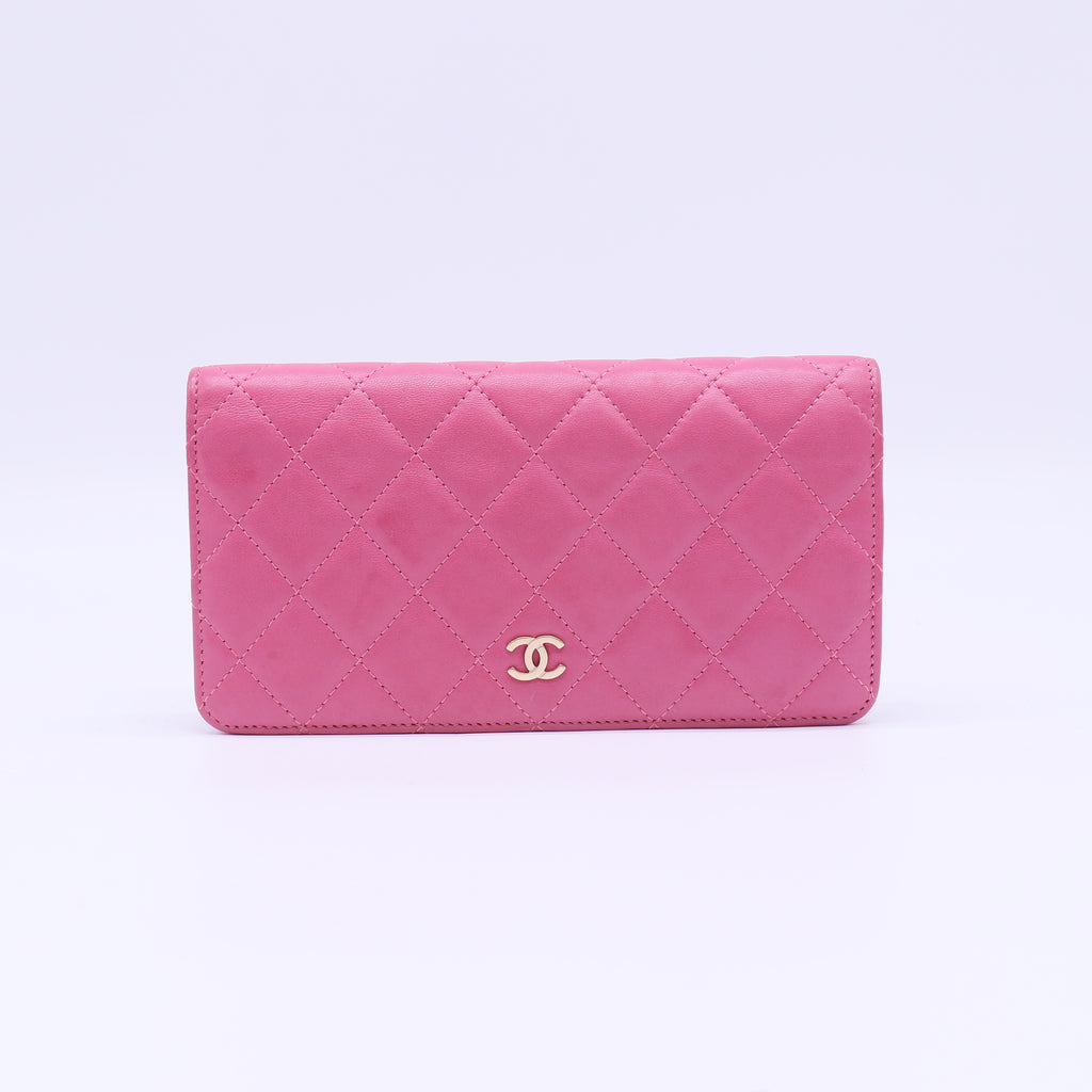 Hot Pink Quilted Matte Caviar Leather L Yen Wallet W21980