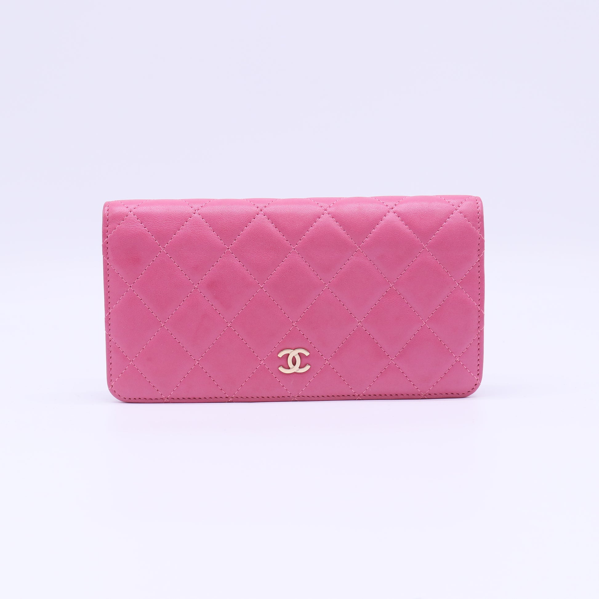 Hot Pink Quilted Matte Caviar Leather L Yen Wallet W21980