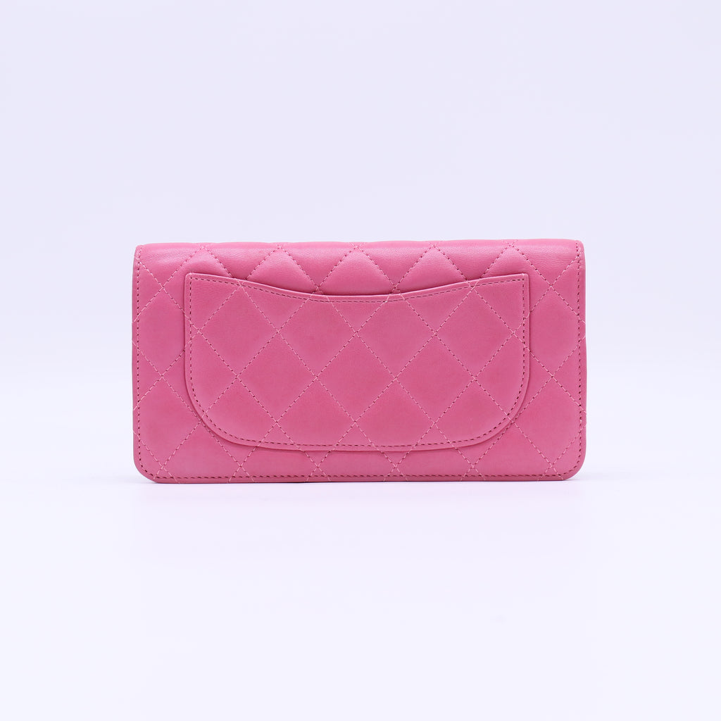 Hot Pink Quilted Matte Caviar Leather L Yen Wallet W21980