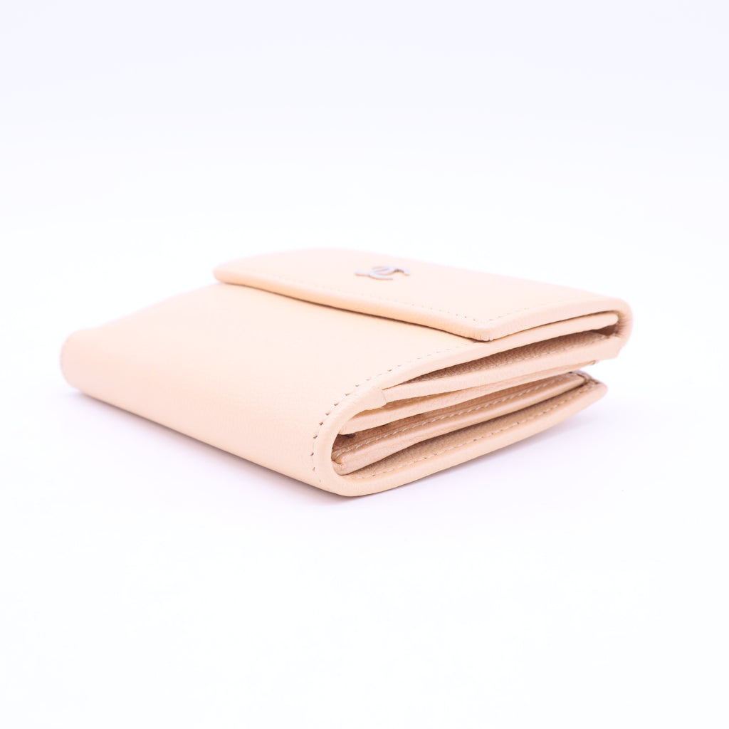Beige Double Flap Compact Wallet W20370