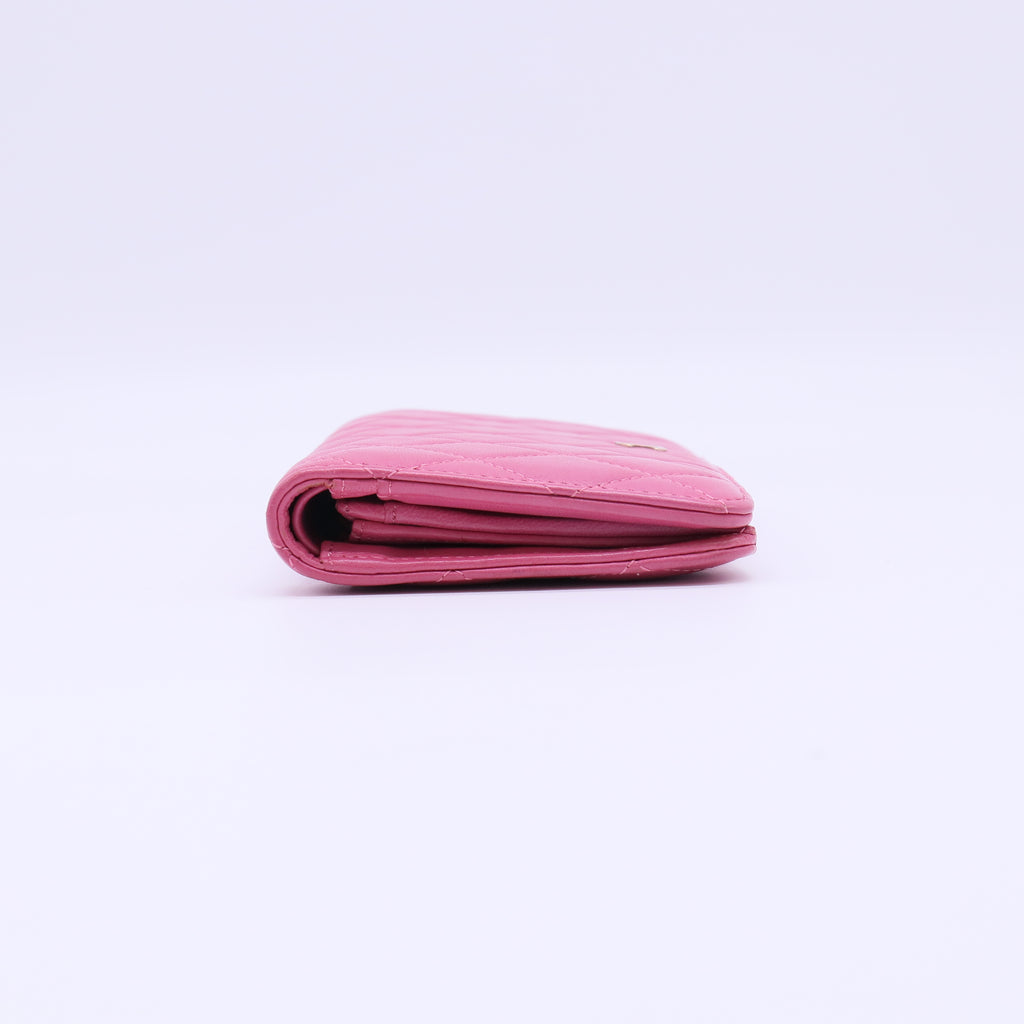 Hot Pink Quilted Matte Caviar Leather L Yen Wallet W21980