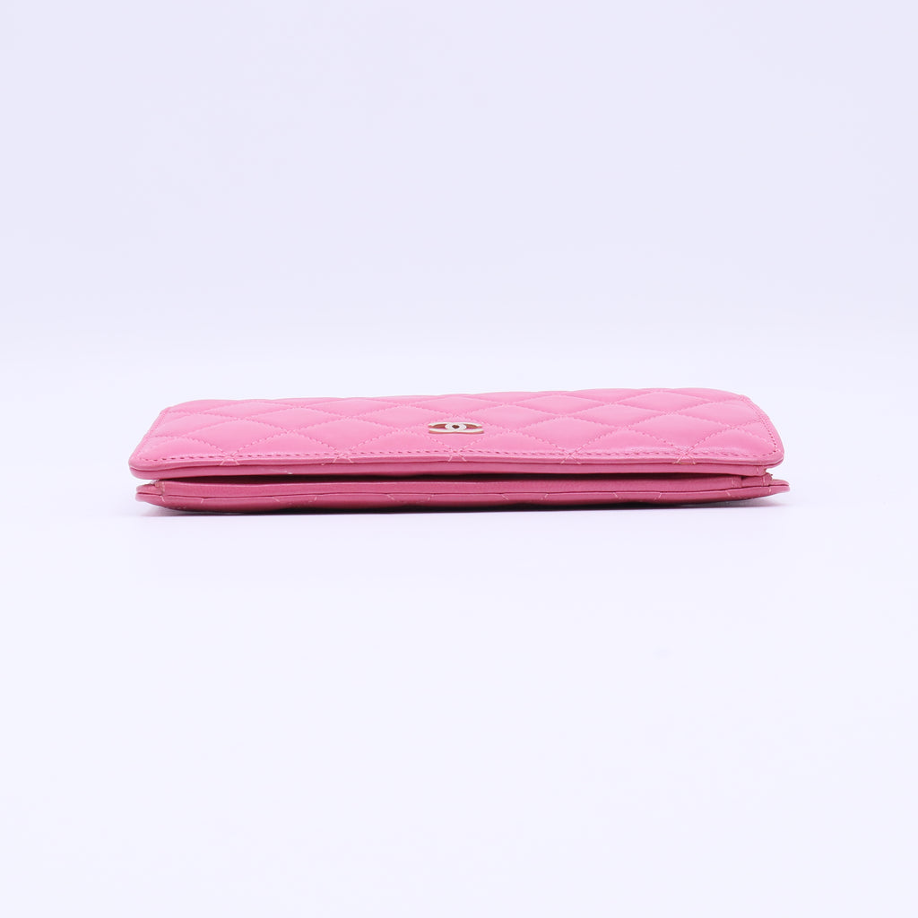 Hot Pink Quilted Matte Caviar Leather L Yen Wallet W21980