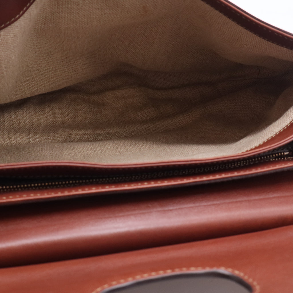 Canvas Pigna Print Peggy Bamboo Top Handle Bag Brown