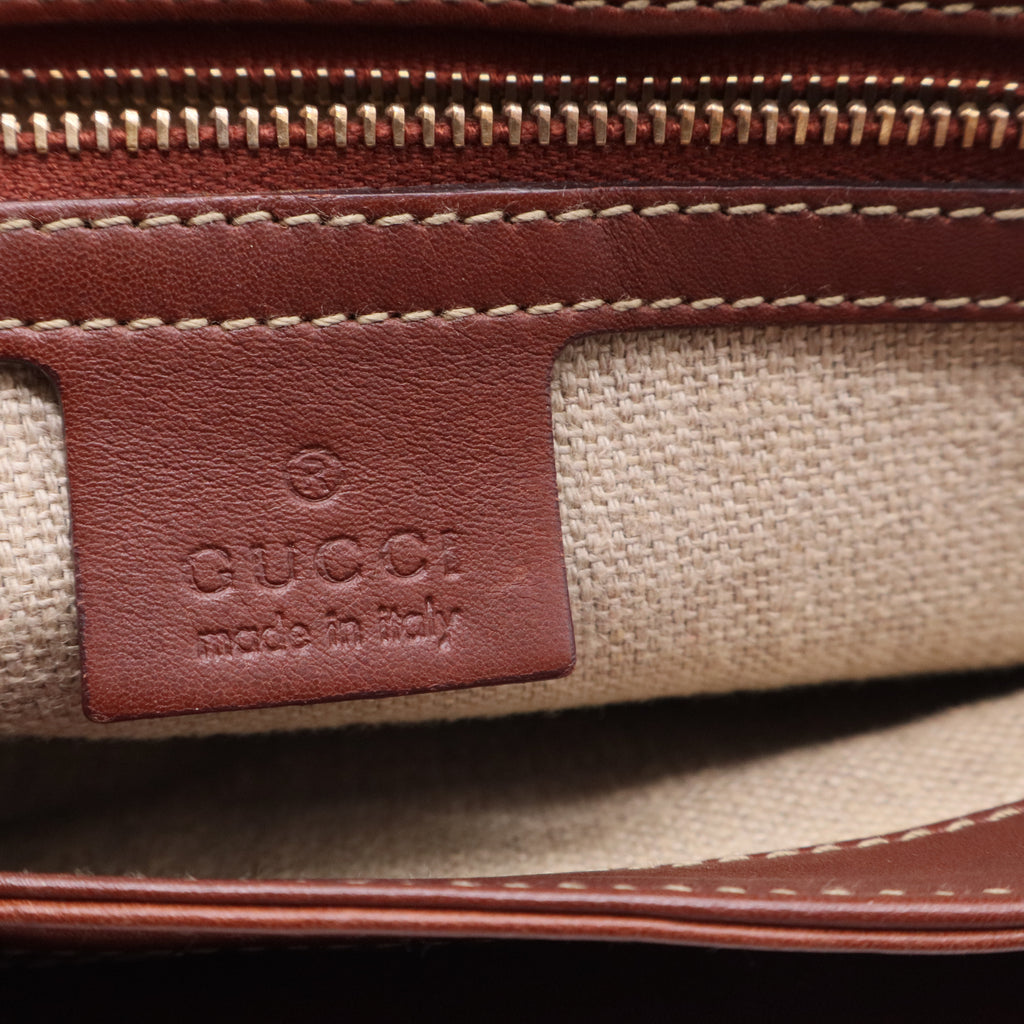 Canvas Pigna Print Peggy Bamboo Top Handle Bag Brown